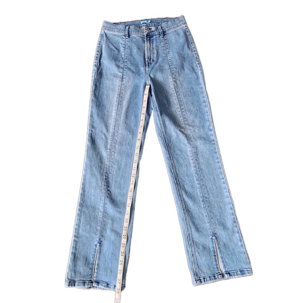 J Mclaughlin Mid Rise Straight Ankle Front Slit Denim Jeans Blue Women's Size 4 - Picture 7 of 7